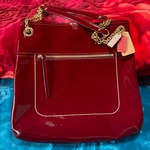 A beautiful patron leather Coach tote